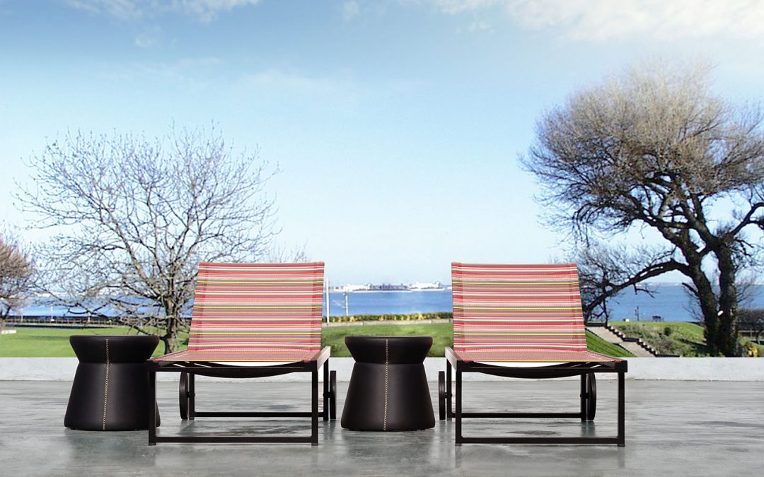 STRIPE LOUNGER & STIZZY SIDE TABLE