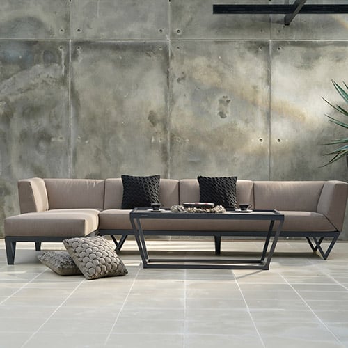 Mamagreen Industrial Aluminum Teak Cushion Lounge Set 