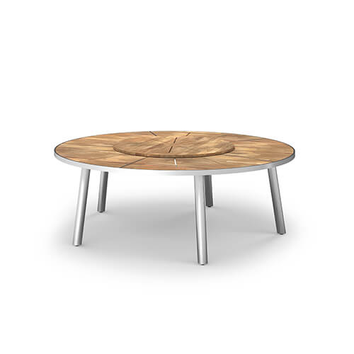MEIKA Round Table Dia 85″ / 216 cm (Teak) with rotating tray