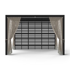 Back Aluminum Trellis + 2 Side Curtains + Front Curtains