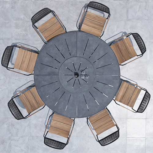 MEIKA Round Table HPL & Stacking Chair Wicker