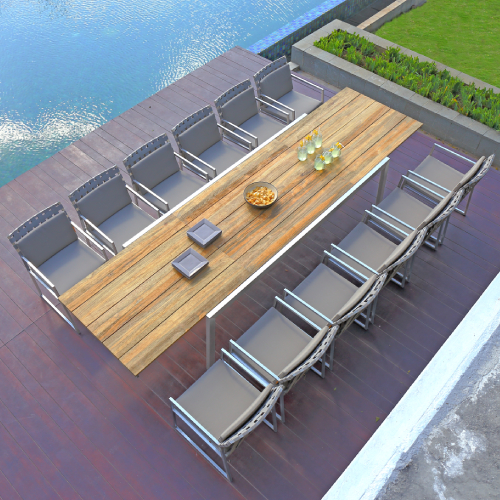 BAIA Extension Table Teak SS (Open)