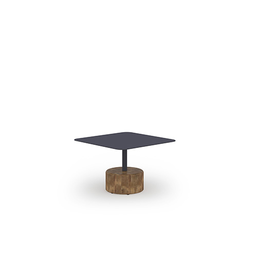 GLYPH Low Table Square 23.5″ / 60 cm (Alu Top | Teak Base)