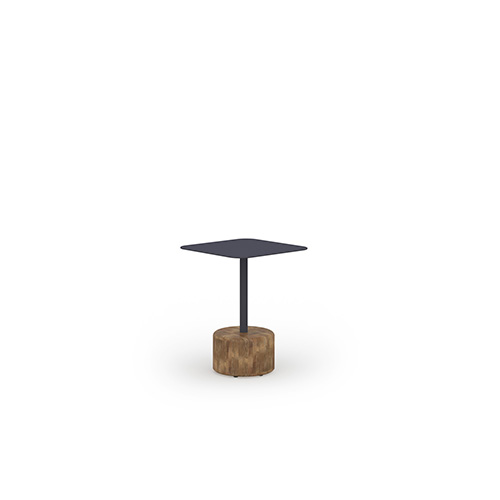 GLYPH Low Table Square 16″ / 40 cm (Alu Top | Teak Base)