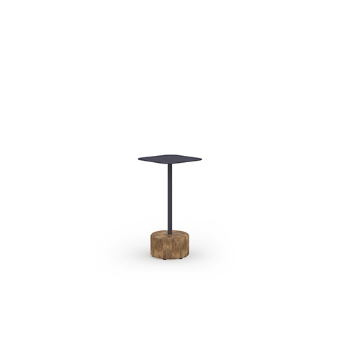 GLYPH Side Table Square 12″ / 30 cm (Alu Top | Teak Base)