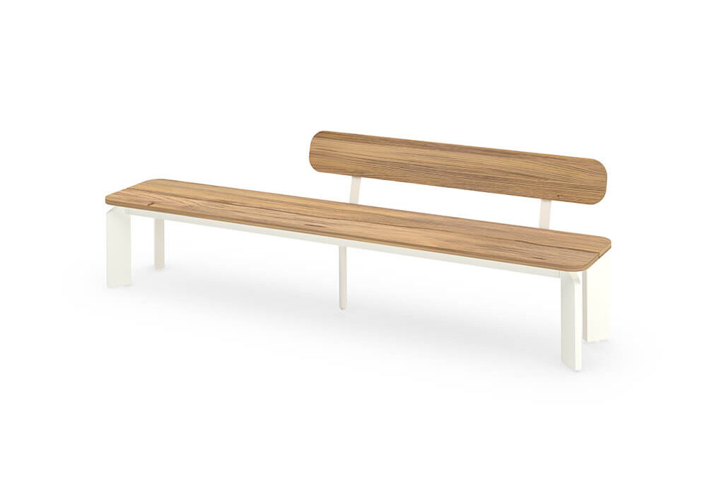 TITAN Bench 102″ / 260 cm with Backrest (Teak) – Left