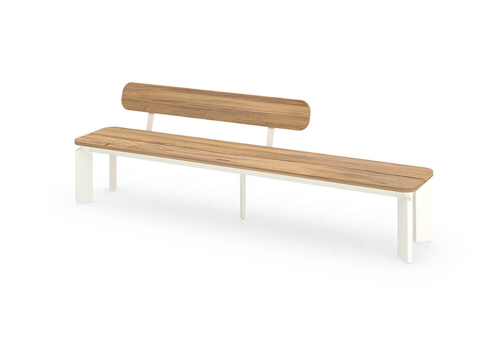 TITAN Bench 102″ / 260 cm with Backrest (Teak) – Right