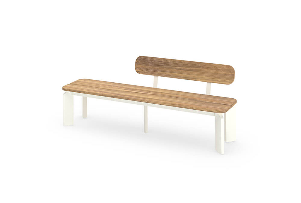 TITAN Bench 79″ / 200 cm with Backrest (Teak) – Left