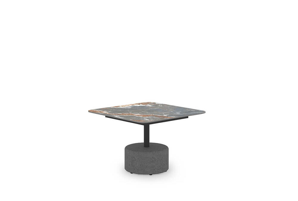 GLYPH Low Table Square 23.5″ / 60 cm (Sintered Stone Top | Stone Base)