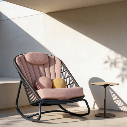 BONO Rocking Chair, LILY Sphere Pillow & Side Table
